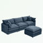 Canapé modulaire en L en chenille avec repose-pieds mobile-1912173796
