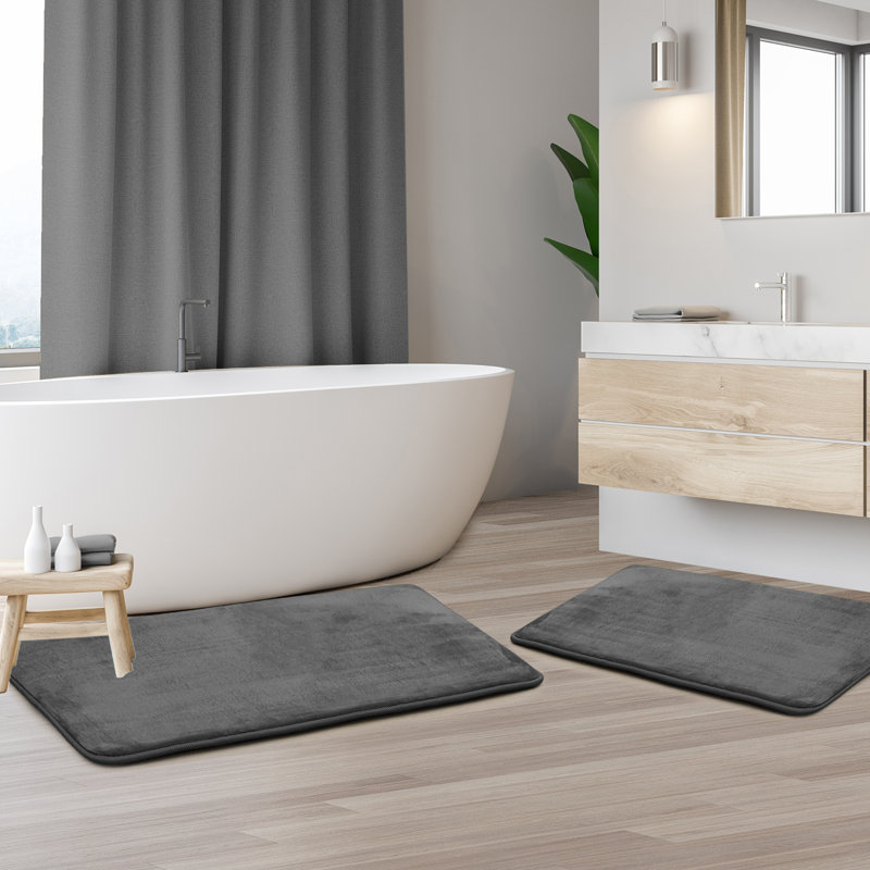 Steph Luxury Ultra Soft and Absorbent Memory Foam Bath Rug Set with Non-Slip Backing, Small: 17"W x 24"L / Large: 20"W x 34"L