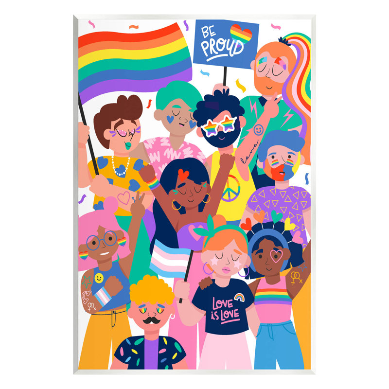 Art mural sur toile «Be Proud LGBTQ + Pride» par Angela Nickeas, H 15 po x l 10 po x P 0,5 po, Bois