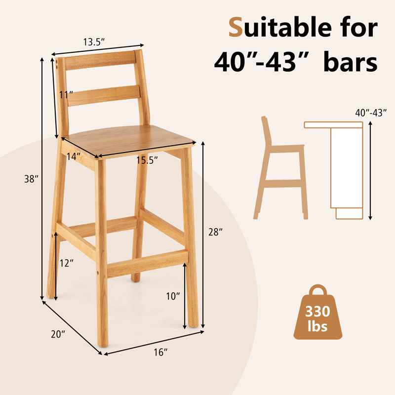 Counter Stool with Solid Wood Frame
