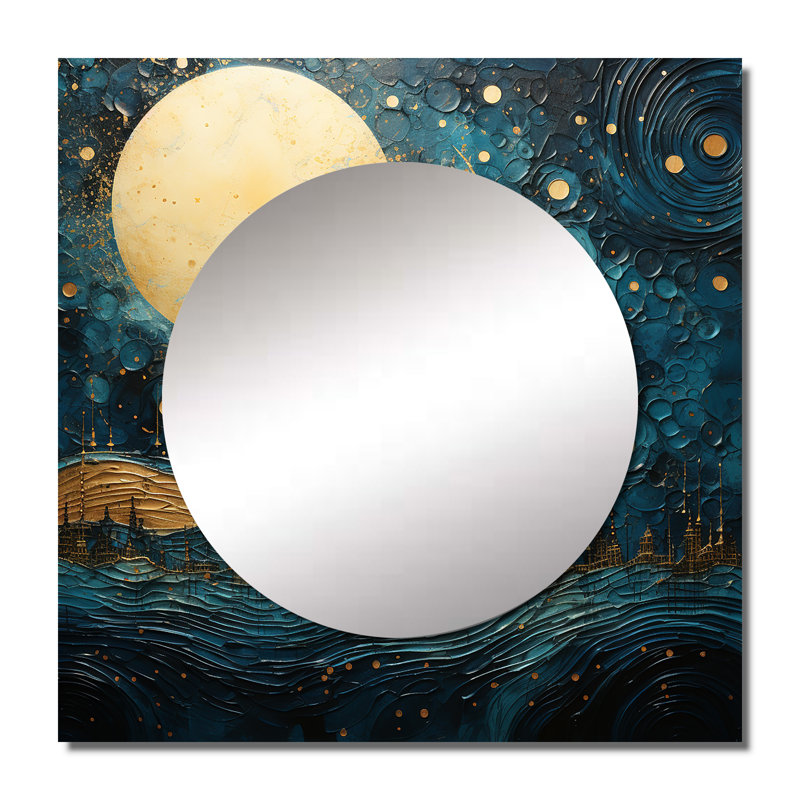 Liko - Miroir carré lune pour décoration murale, 23 po x 23 po
