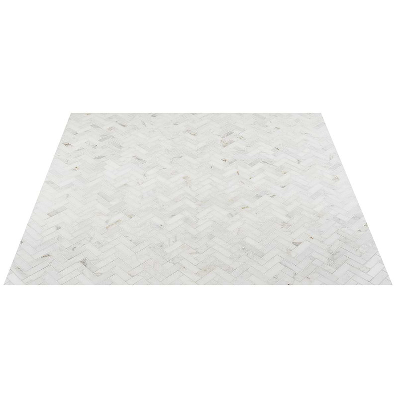 Alaska White Herringbone Polished Marble Tile