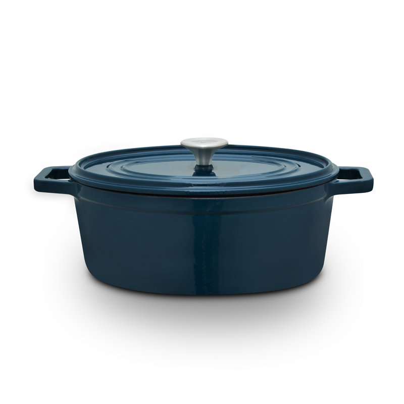 Barbary & Oak Cast Iron Dutch Oven, 3.6 Litres, Teal
