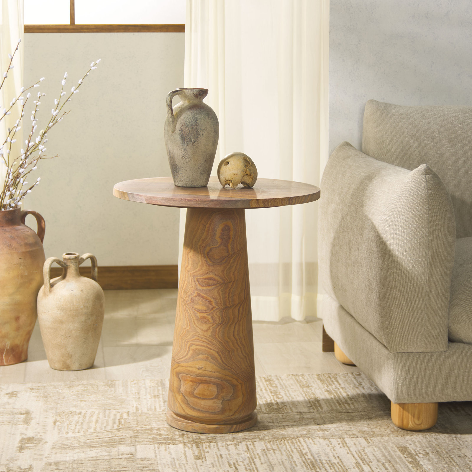 Alysson Marble End Table, Brown
