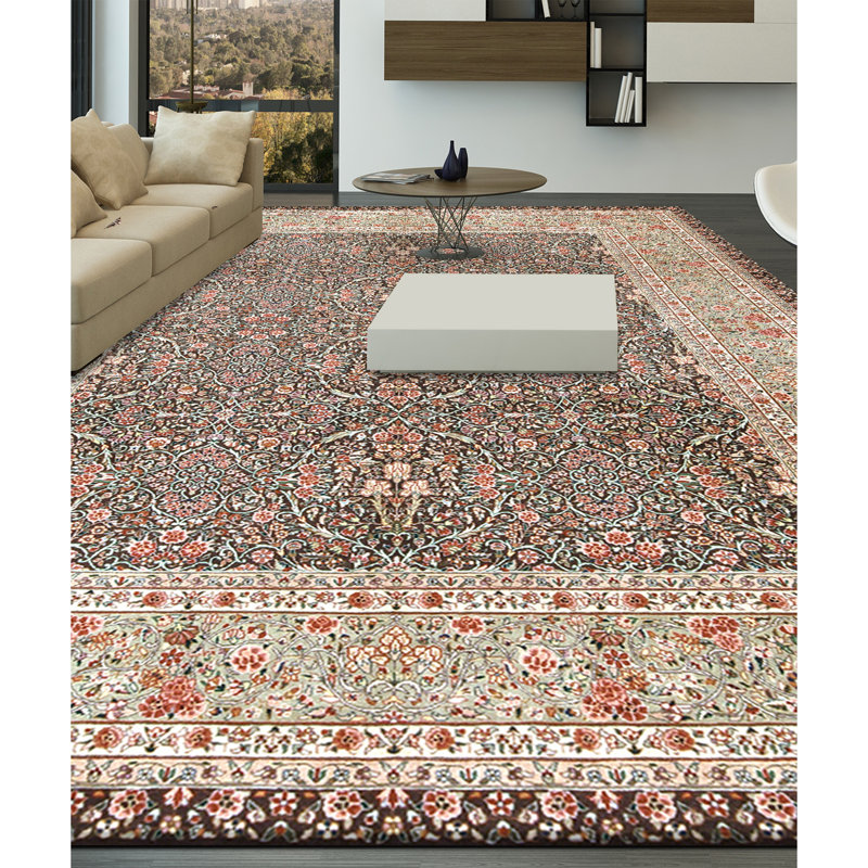 Tapis rectangulaire en laine noué à la main