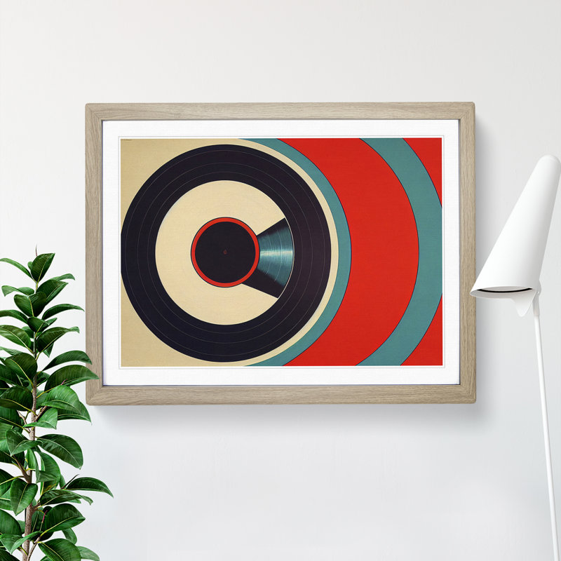Vinyl Record Art Deco Vol.2 Abstract - Framed Print, 46cm H x 64cm W x 2cm D, Oak