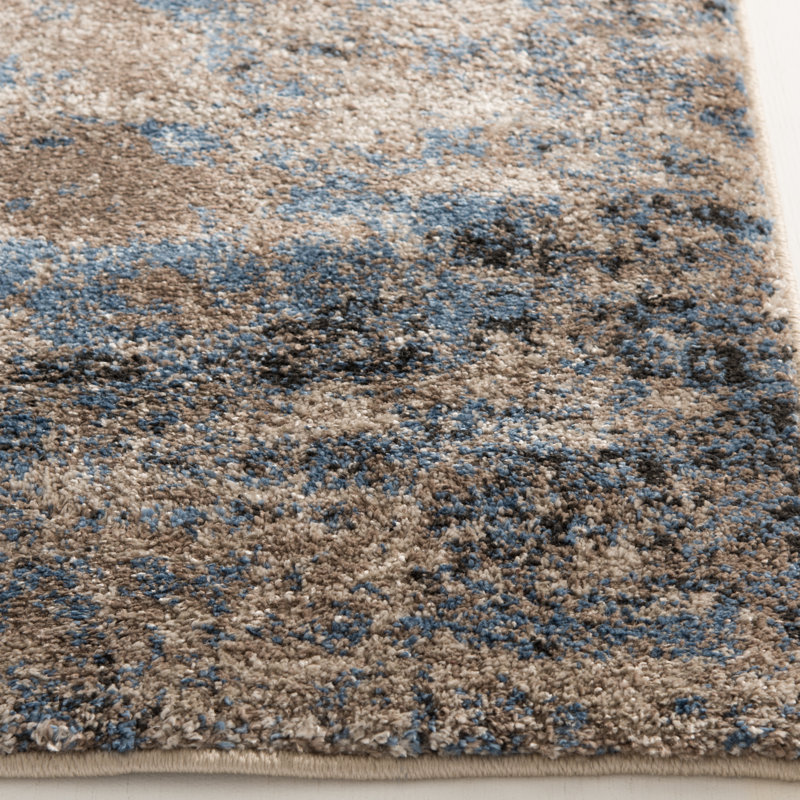 Tapis bleu Orren Ellis Textures Saymoure (5 pi x 7 pi 6 po), Rectangle 5 pi x 7 pi 6 po