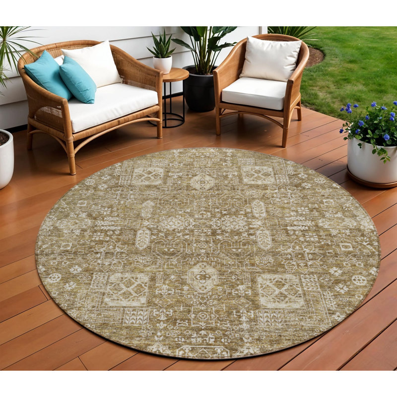Tapis oriental rond 8 po beige
