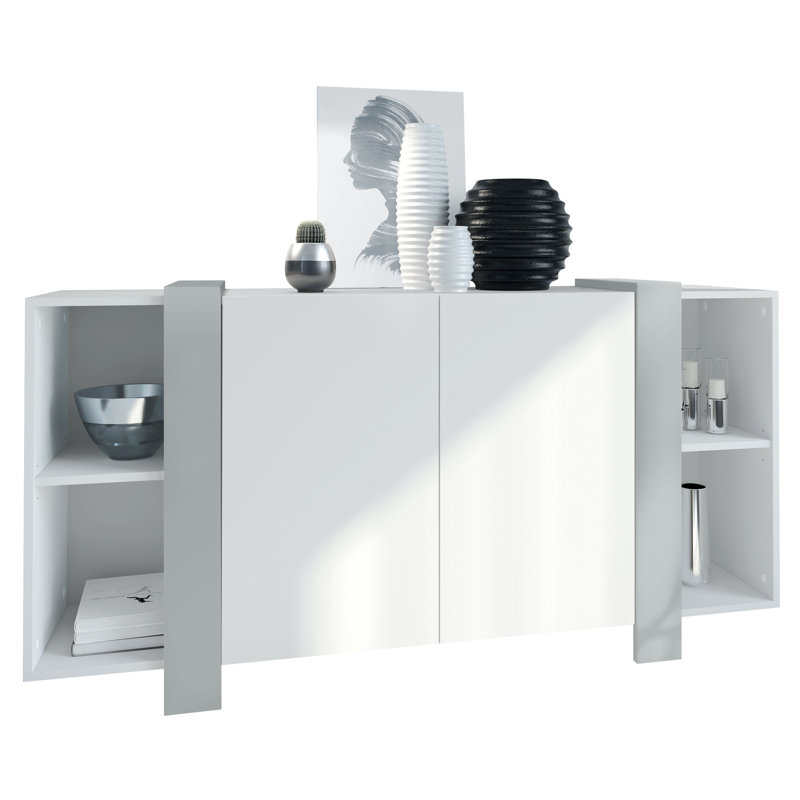 Westmanland 149cm Sideboard, White Matt/Light Grey Silk Matt
