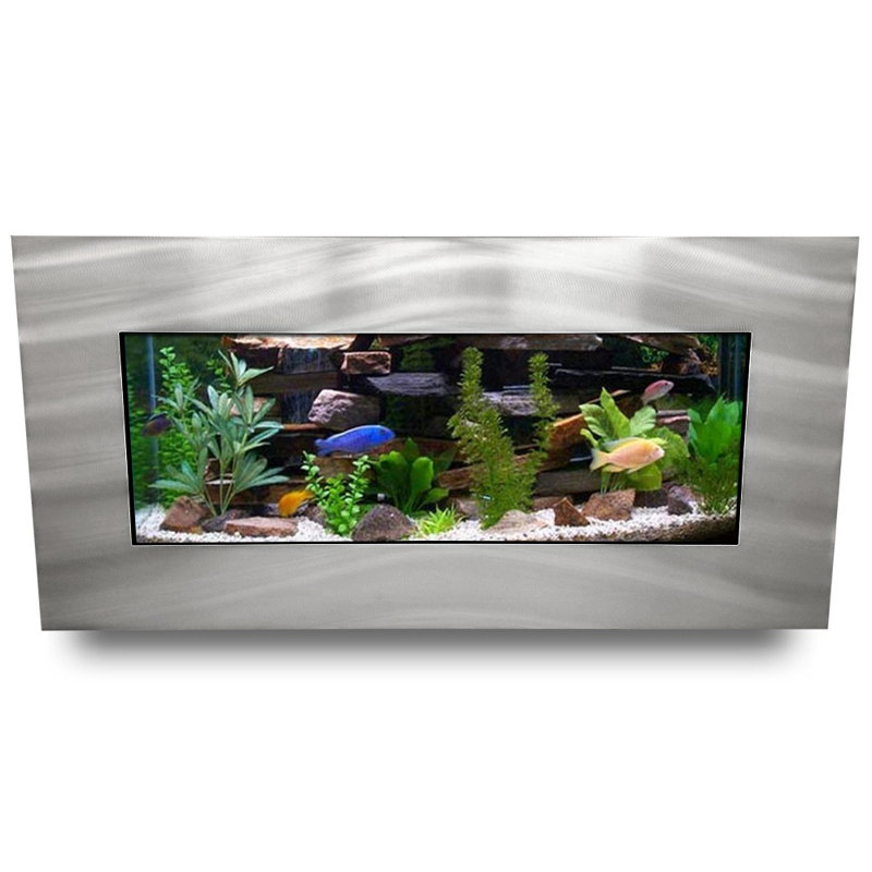 Angelica 5 Gallon Rectangle Aquarium Tank, Brushed Silver