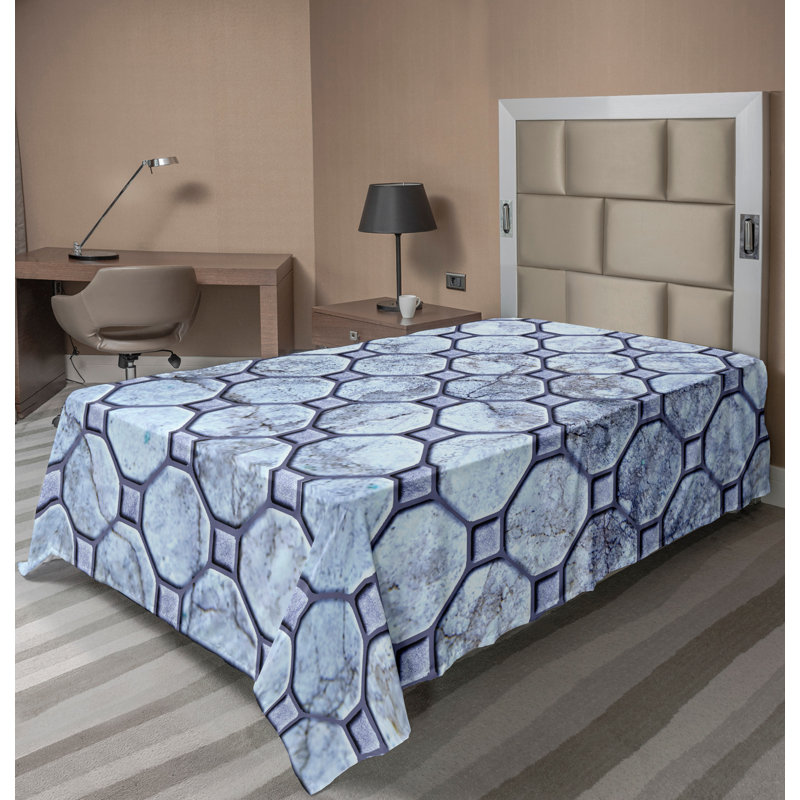 Drap-housse en marbre Ambesonne, Drap plat pour lit simple TG