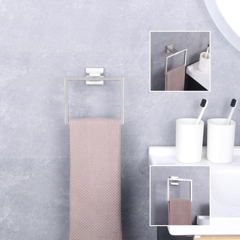 Porte-serviette mural en acier inoxydable avec finition brossée pour salle de bain, douche et cuisine, Argent argent