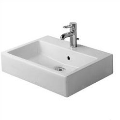 Lavabo de salle de bain vasque rectangulaire en céramique avec trop-plein Vero, Trou simple