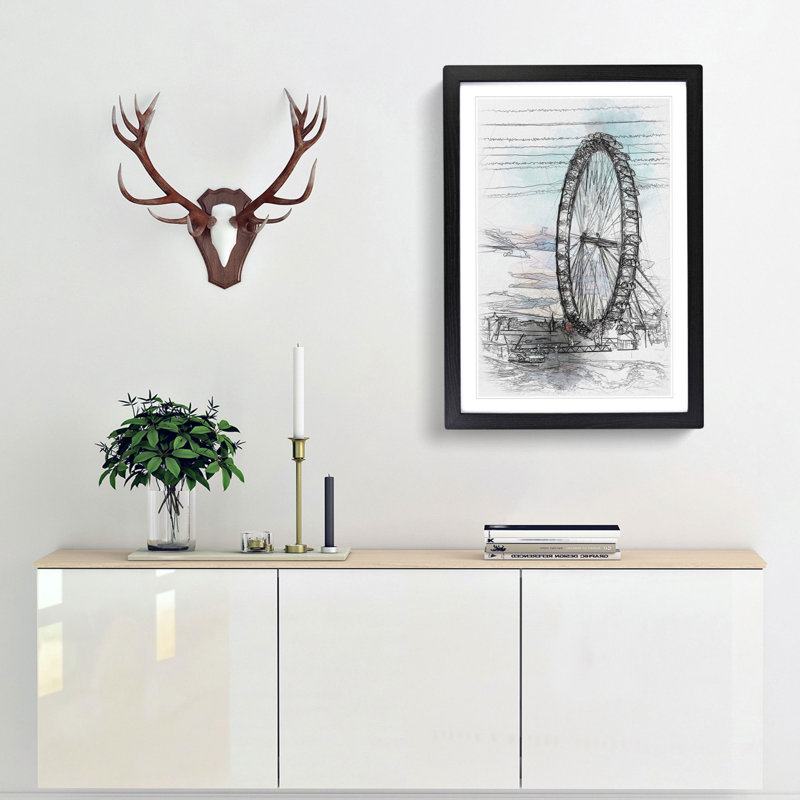 The London Eye - Framed Print, 45cm H x 33cm W x 2cm D, Black Framed