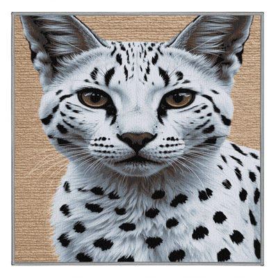 Washable White Serval Big Cats Area Rug