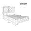 Velvet Upholstered Bed With Slatted Frame And Headboard Button And Rivet Upholstery-778760821-805193061