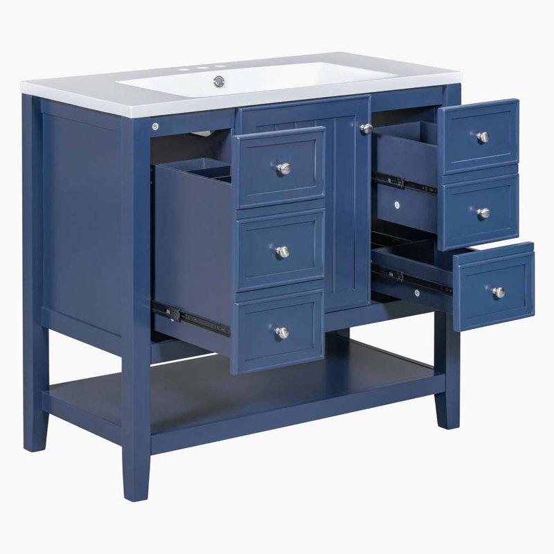 Ensemble de meuble-lavabo simple 36 po Glenita, Bleu