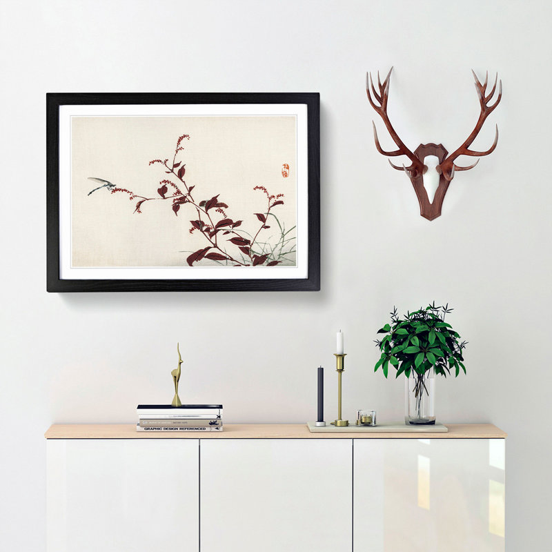 Dragonfly by Kono Bairei - Picture Frame Painting Print, 48cm H x 65cm W x 2cm D, Black Framed