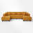 Corduroy Upholstered U-Shaped Sectional Sofa With LED Light Strip & Six Pillows-1576395583