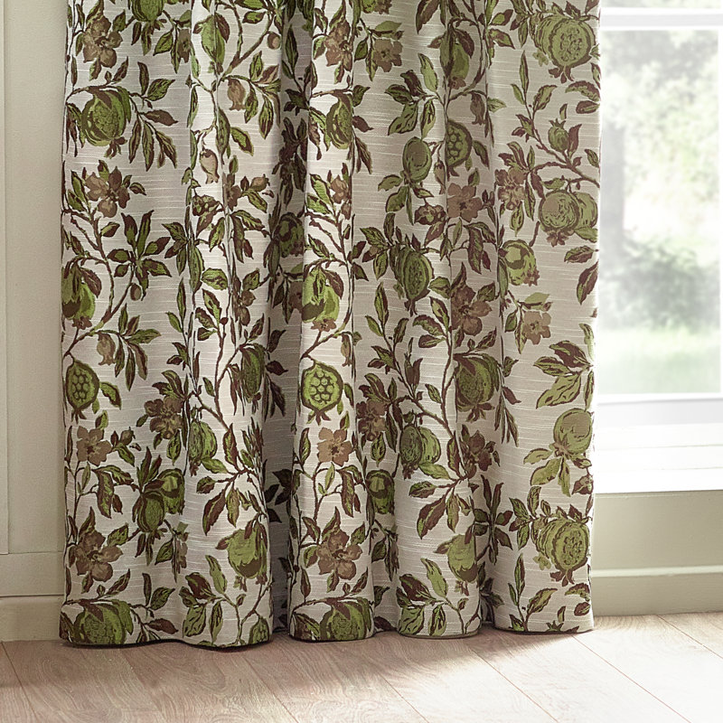 Pomegranate Room Darkening Curtain Pair, Green, Width 168 x Drop 183 cm