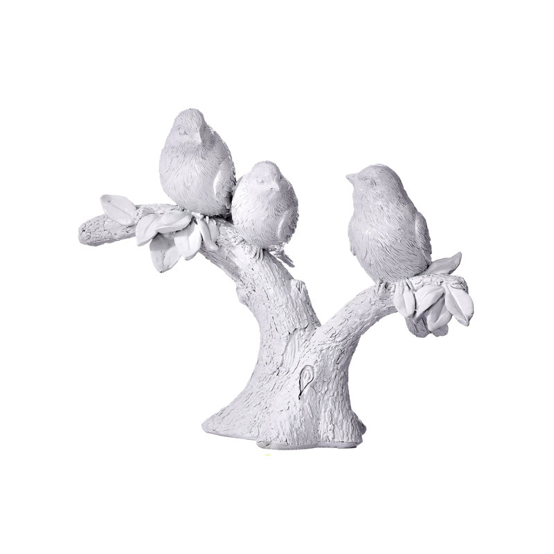 10" Resin Trio Bird On Branch`