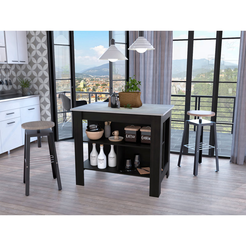 Îlot de cuisine à 3 tablettes Wengé