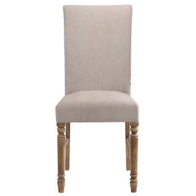 Cream + Brown Linen Chairs , Of 2 For Hallway Contemporary Solid Back In With Side Trim