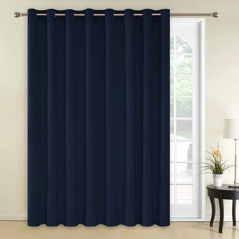 Penkridge Room Darkening Curtain Single Panel, 100" W x 108" L, Navy Blue