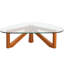 Table basse de forme triangulaire avec plateau en verre trempé avec base en bois d'hévéa et table de salon moderne avec coussins antidérapants-342654800