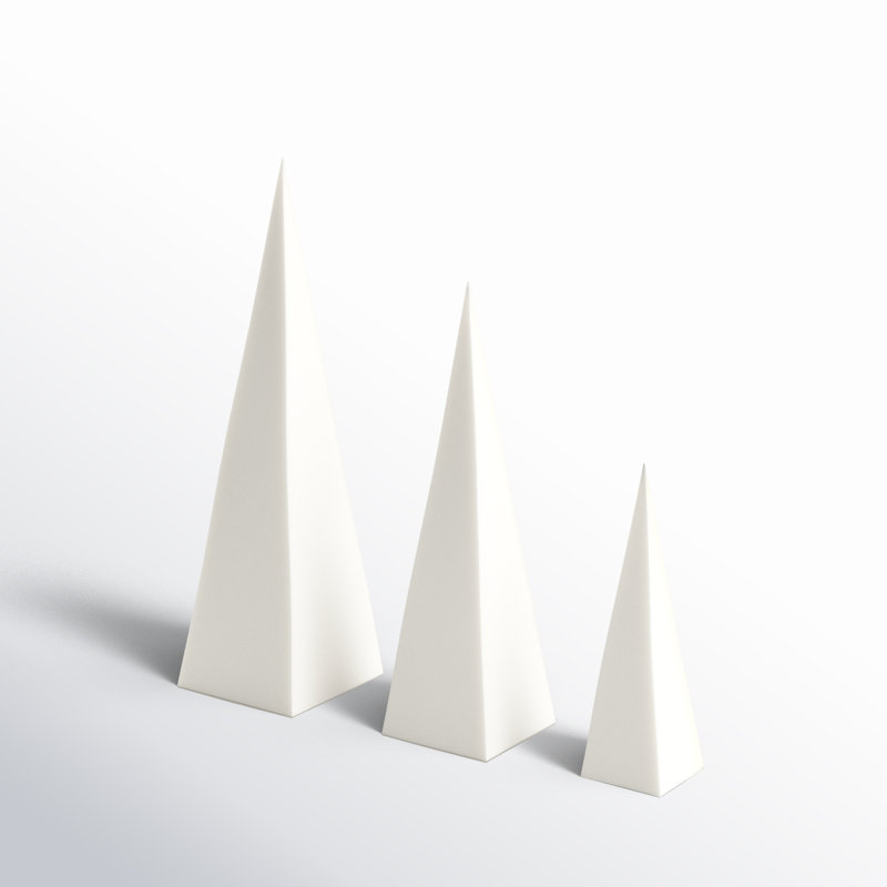 Pyramid Object 3 Piece Sculpture Set, White