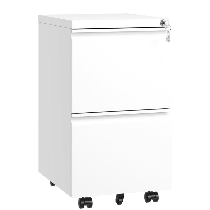 Classeur en métal 2 tiroirs avec serrure - Le document convient aux documents de bureau / blanc / A4, White