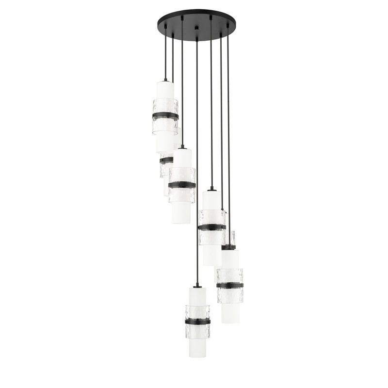 Lustre en grappe à 7 lumières Bryelle, Noir mat