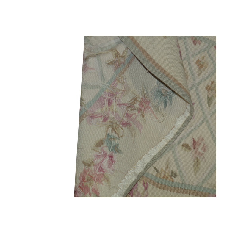 Wool Oriental Area Rug in Stone/Pink