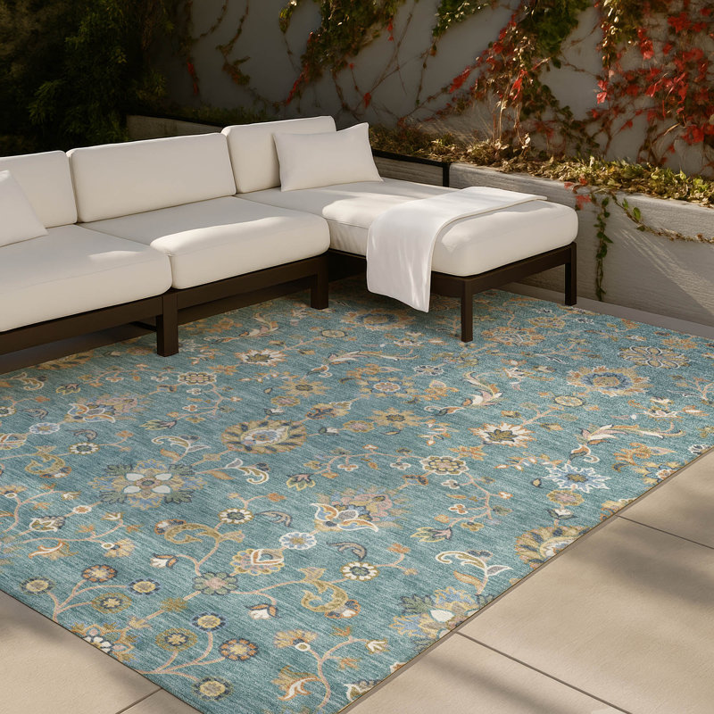 Machine Washable Indoor/Outdoor Chantille ACN2585 Traditional Rug, Teal, 10' x 14'