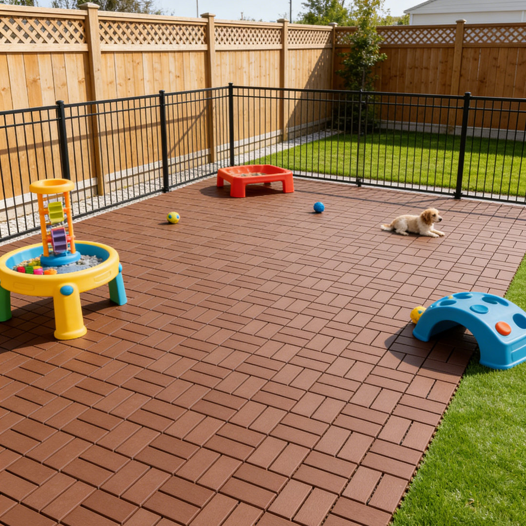 27 Pack Outdoor Interlocking Floor Tiles, Waterproof UV-Resistant Plastic Pavers for Garden Rooftop Patio, No Tools Needed
