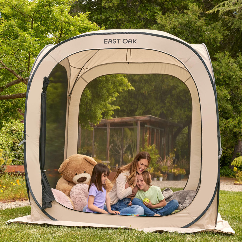 Beige 4x4 Ft Carbon Steel Pop-Up Screen House Tent