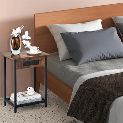 40cm W Metal Bedside Table