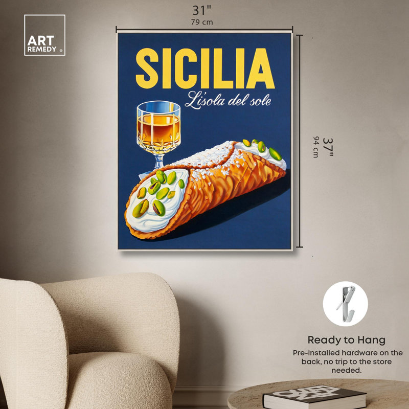 "Sicilian", reproduction d'art sur toile par Art Remedy, H 37 po x l 31 po, Cadre argenté