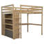 Walnut Wood Full Size Loft Bed With Built - In Desk, Wardrobe, Storage And 2 Drawers, No Box Spring, Length Guardrails For Made Of Wood, Shelves-738675089