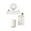 Ensemble de meuble-lavabo flottant mural moderne avec commode latérale, miroir et tabouret de coiffeuse Modern-1760544931