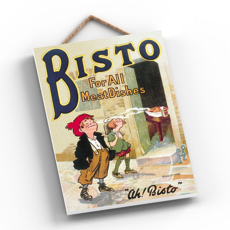 Bisto Ah Bisto Vintage Retro Poster Design On Wooden Plaque
