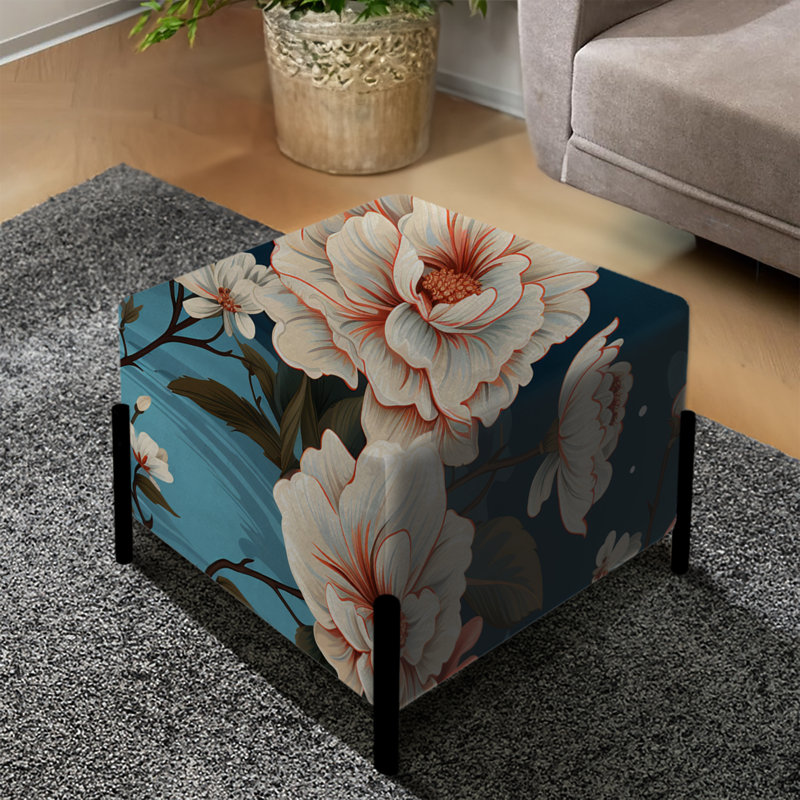 Rhododendron à motif floral - repose-pieds carré floral