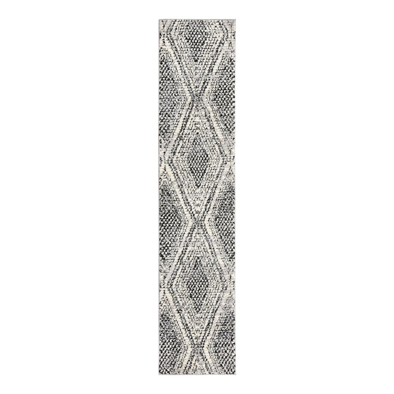 Tapis noir / blanc Penelope, Tapis de couloir 2 pi x 10 pi