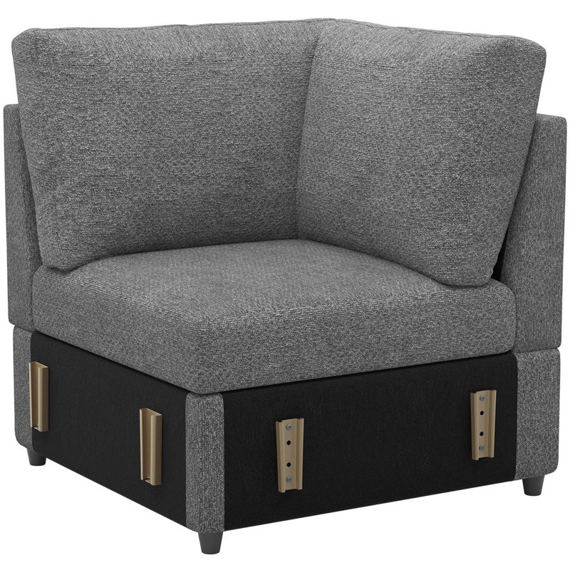 Module de siège simple sans accoudoirs pour canapé modulaire modulaire, Chenille gris pâle