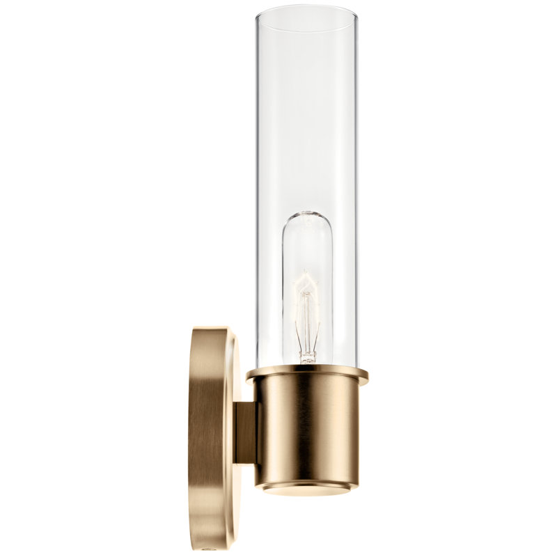 Applique murale 1 lumière 13 "avec verre transparent 13", Bronze champagne