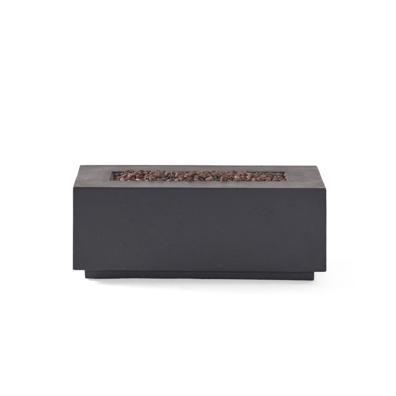 40" Outdoor 40,000 BTU Rectangular MgO Concrete Propane Fire Pit, (Tank Cover not Included), Dark Gray