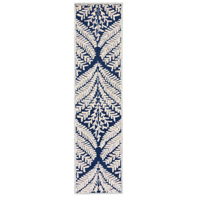 Tapis bleu marine / ivoire en laine touffeté à la main Arisdelsy
