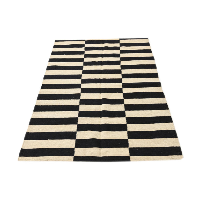 Tapis noir et blanc 3x5 Ponce