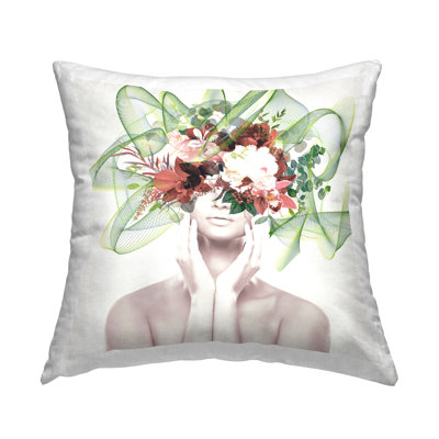 Conception de coussin décoratif imprimé floral vert par Irena Orlov