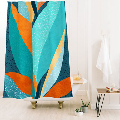 Modern Tropical Abstract Tropical Foliage Shower Curtain